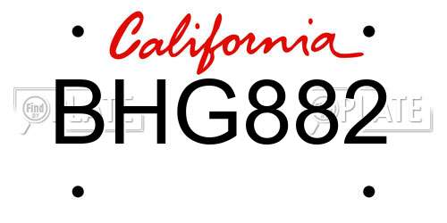 BHG882 California License Plate