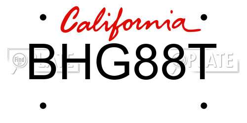 BHG88T California License Plate