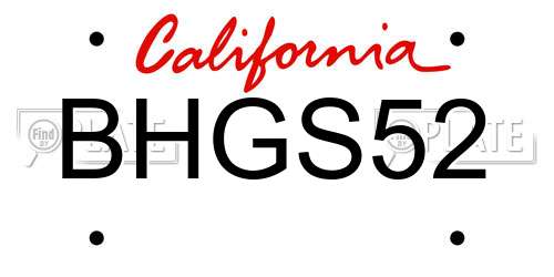 BHGS52 California License Plate