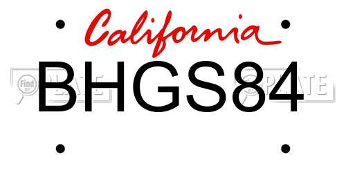 BHGS84 California License Plate