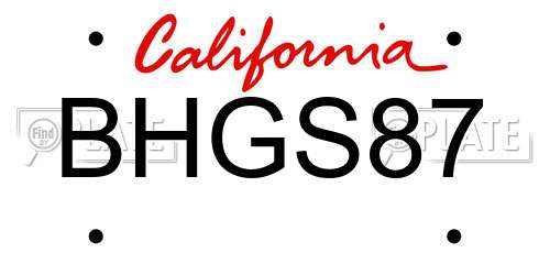 BHGS87 California License Plate