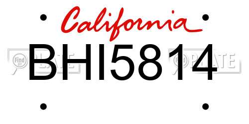 BHI5814 California License Plate