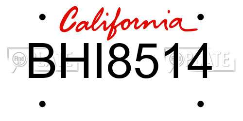 BHI8514 California License Plate