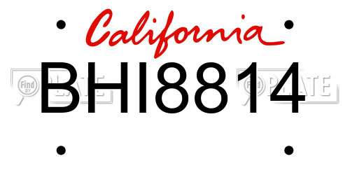 BHI8814 California License Plate