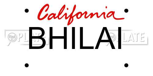 BHILAI California License Plate