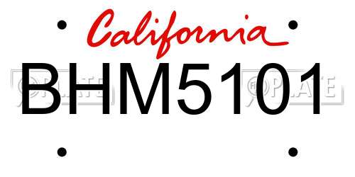 BHM5101 California License Plate