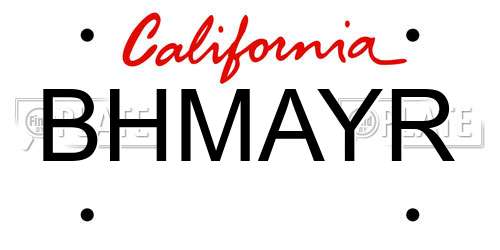 BHMAYR California License Plate