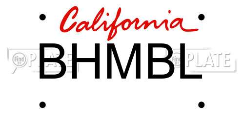 BHMBL California License Plate