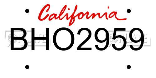 BHO2959 California License Plate