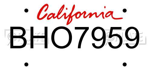 BHO7959 California License Plate