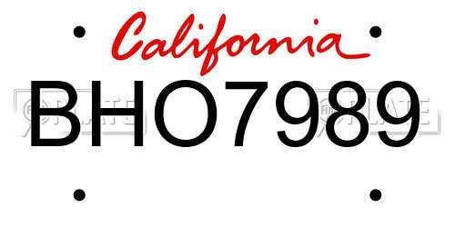 BHO7989 California License Plate