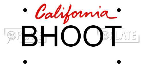 BHOOT California License Plate