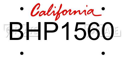 BHP1560 California License Plate