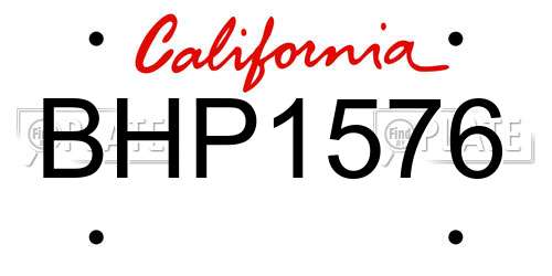 BHP1576 California License Plate