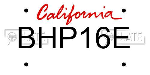 BHP16E California License Plate