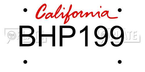 BHP199 California License Plate