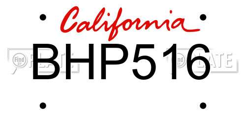 BHP516 California License Plate