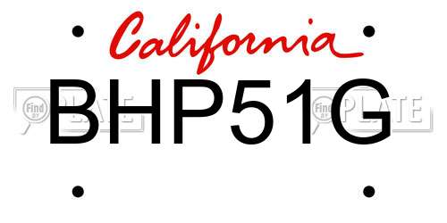 BHP51G California License Plate