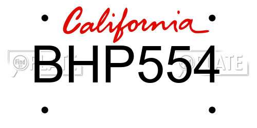 BHP554 California License Plate