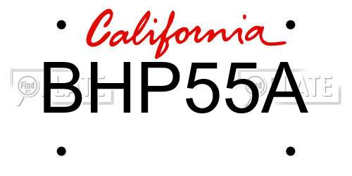 BHP55A California License Plate