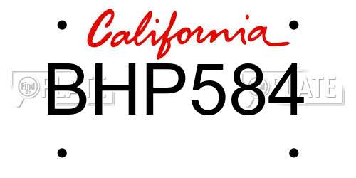 BHP584 California License Plate