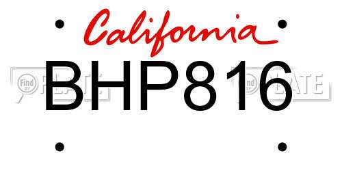 BHP816 California License Plate
