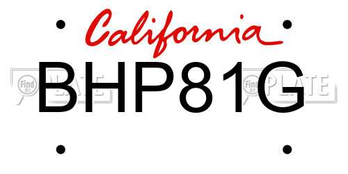 BHP81G California License Plate
