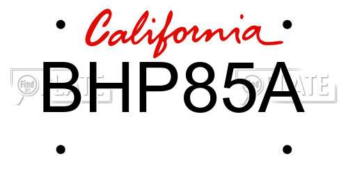 BHP85A California License Plate