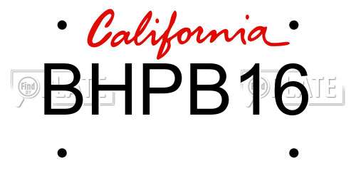 BHPB16 California License Plate