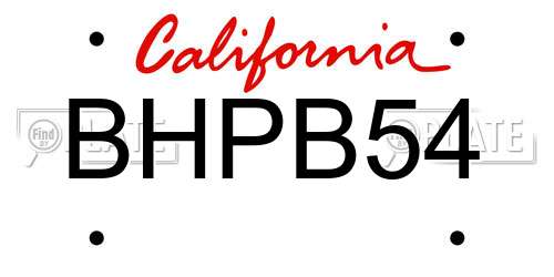 BHPB54 California License Plate