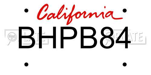 BHPB84 California License Plate