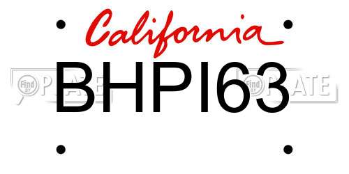 BHPI63 California License Plate