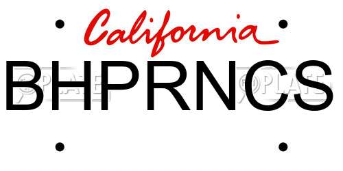 BHPRNCS California License Plate
