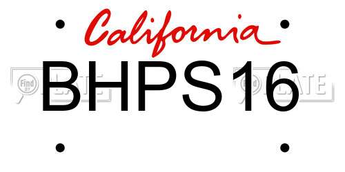 BHPS16 California License Plate