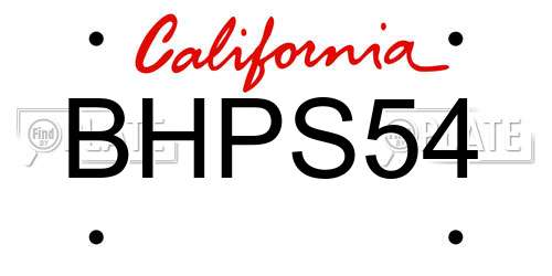 BHPS54 California License Plate