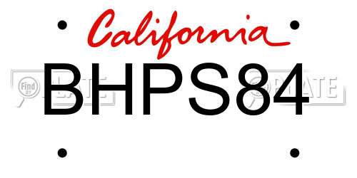 BHPS84 California License Plate