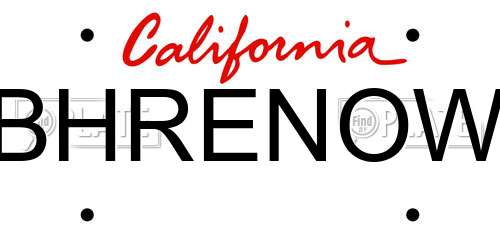 BHRENOW California License Plate