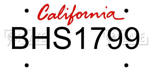BHS1799 California License Plate