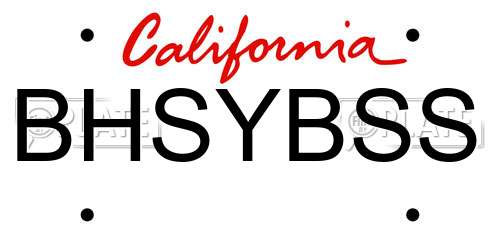 BHSYBSS California License Plate