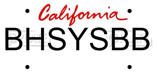 BHSYSBB California License Plate
