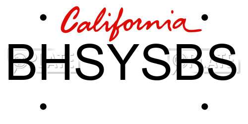 BHSYSBS California License Plate
