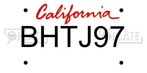 BHTJ97 California License Plate
