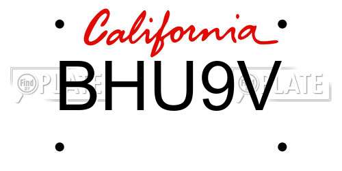 BHU9V California License Plate