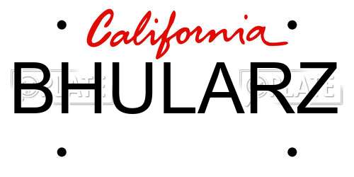 BHULARZ California License Plate
