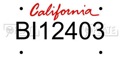BI12403 California License Plate