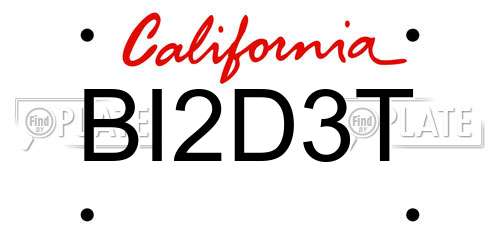 BI2D3T California License Plate