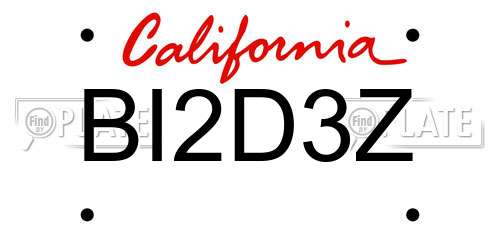 BI2D3Z California License Plate