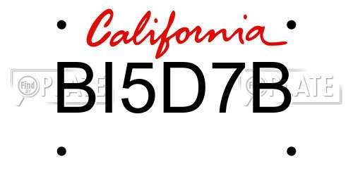 BI5D7B California License Plate