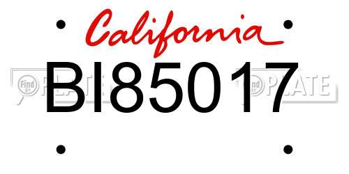 BI85017 California License Plate