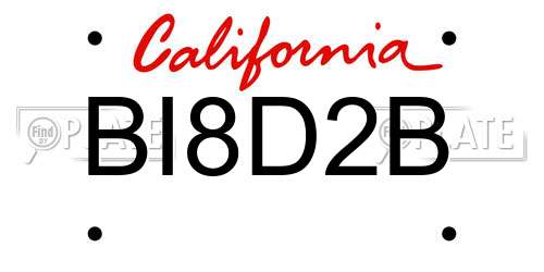 BI8D2B California License Plate
